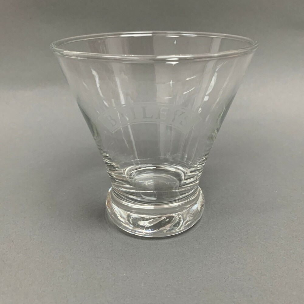 Baileys Irish Cream Flared Rocks Style Clear Glass Frosted Logo‎ 4" Tall